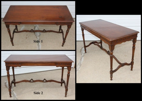 Antique Grand Rapids MI IMPERIAL Sofa Console Foyer Pierce Trestle Table Vintage Cover