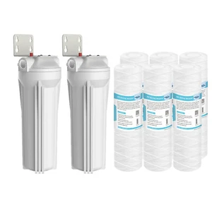 Paquete de 2 sistemas de carcasa de filtro de agua para toda la casa 6p 10"" x 2.5"" sedimento de cuerda herida - Imagen 1 de 16
