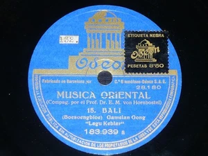 ETHNIC 78 rpm RECORD Odeon BALI / SIAM Musica Oriental GAMELAN GONG Lagu Kebiar - Imagen 1 de 2