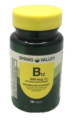Spring Valley Vitamin B12 Tablets 500 mcg 100 Count Exp 12/27 - Image 1 of 4