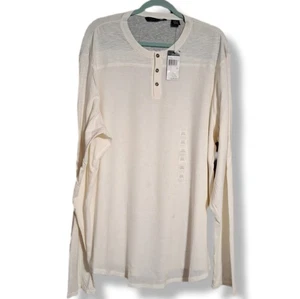 Neu Sean John Creme Langarm Thermo Hemd 3 Knöpfe Herren 3XL Baumwollmischung - Bild 1 von 6