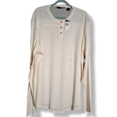 New Sean John Cream Long Sleeve Thermal Shirt 3 Buttons Men's 3XL Cotton Blend  - Image 1 of 4