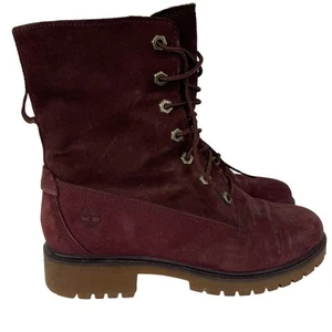 Timberland Women's Jayne Fleece-Lined Boots Burgundy Nubuck Size 8  - Picture 1 of 9