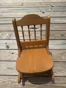 Vintage Solid Wood Mini Baby Doll/Child Folding Rocking Chair Rocker - Picture 1 of 9
