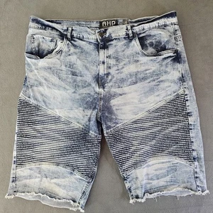 Pantalones Cortos AHP Another Hype Piece Para Hombres 46 Azul Lavado Ácido Motociclista Envejecido Denim - Imagen 1 de 21