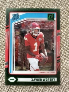 XAVIER WORTHY 2024 DONRUSS CLEARLY EMERALD GREEN RATED ROOKIE #58 11/25 CHIEFS - Picture 1 of 4