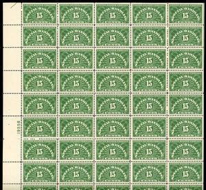 United States 1940 Special Handling Stamps Scott# QE2a Full Sheet Mint XF OG NH - Picture 1 of 2