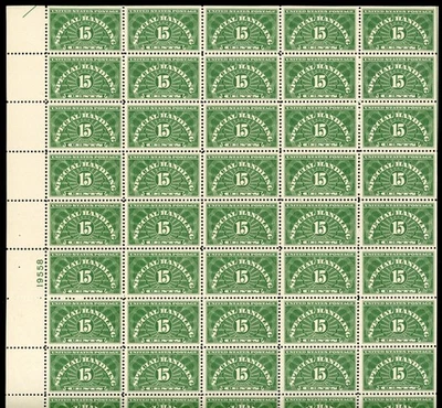 United States 1940 Special Handling Stamps Scott# QE2a Full Sheet Mint XF OG NH - Image 1 of 2