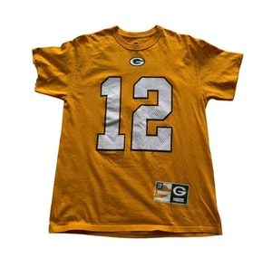 Aaron Rodgers Green Bay Packers #12 T-Shirt Majestic Gold Size M NFL Tee - Picture 1 of 5