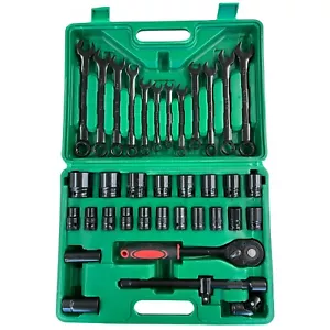 Set utensili chiave a bussola e chiave CRV 37 pezzi garage meccanico fai da te fuoristrada - Foto 1 di 4
