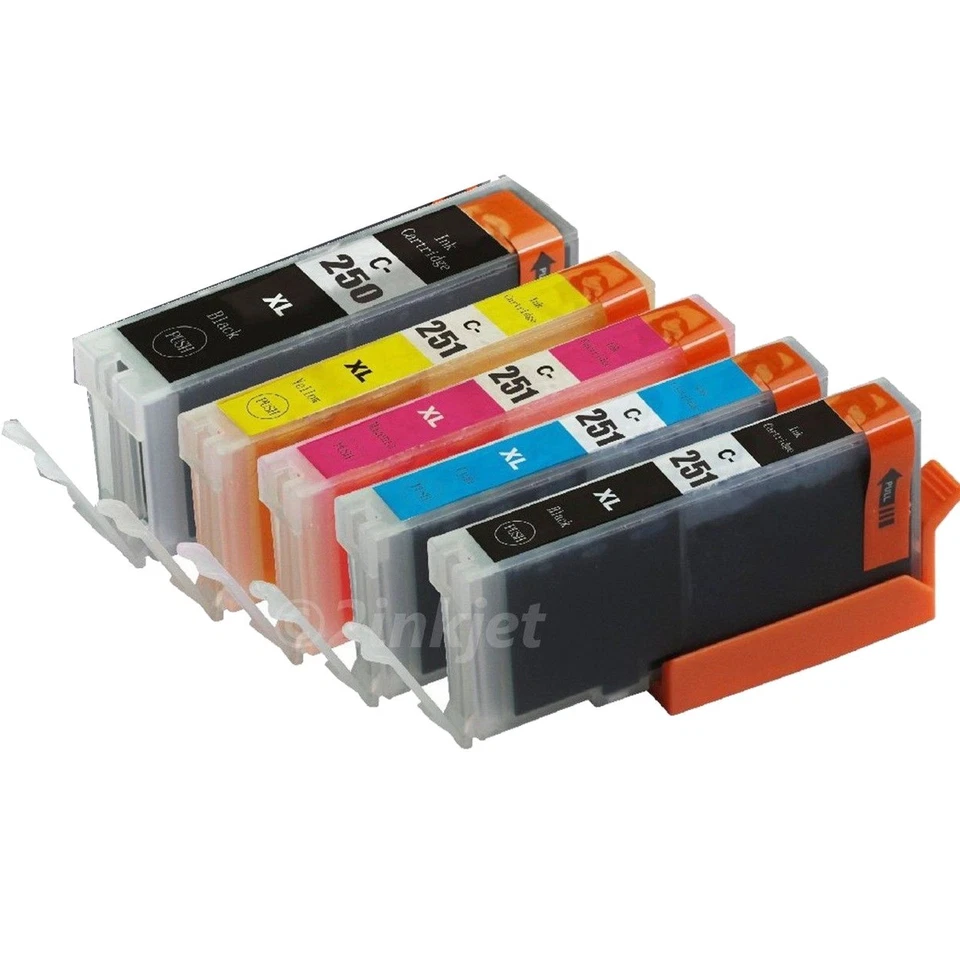Cartucho de tinta 5pk para Canon PGI-250XL CLI-251XL Pixma MG5420 MG5520 MX722 MX922 Foto 1 de 1