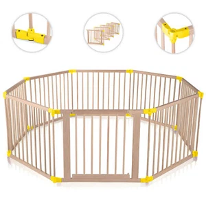 Baby Vivo Laufgitter Laufstall Holzlaufgitter Krabbelgitter Schutzgitter Holz - Bild 1 von 8