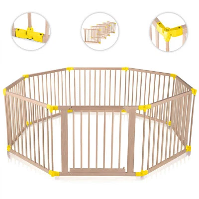 Baby Vivo Laufgitter Laufstall Holzlaufgitter Krabbelgitter Schutzgitter Holz - Bild 1 von 4