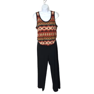 Tiana b Boho Hippie Jumpsuit Tribal Aztec Print Sleeveless Wide Leg Size Large - Picture 1 of 8