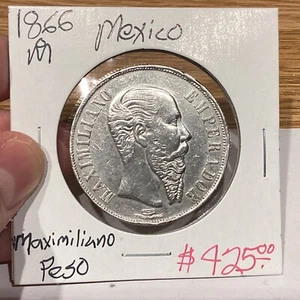 1866 -MO 1 PESO MAXIMILIAN KM-388.1 RASGUÑO-xf - Imagen 1 de 6