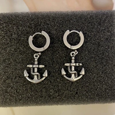 Титановая сталь якорь подвеской капли серьги для мужчин женщин, панк хип-хоп серьги - Изображение 1 из 4