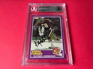 Tarjeta de puntuación Keena Turner 49ers 1989 firmada automática Beckett BAS losada - Imagen 1 de 2