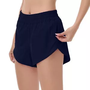 Women's Running Shorts Mesh Liner Quick Dry Athletic Gym Track Workout Shorts... - Picture 1 of 9
