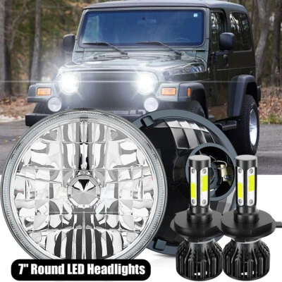 Par de faros LED redondos de vidrio de 7 pulgadas para Jeep Wrangler LJ TJ CJ JK Halo S++ Foto 1 de 4