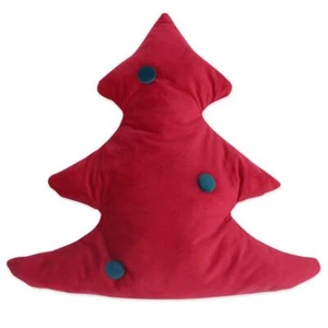Cuscino Albero Velluto Rosso Cuscino imbottito Cuscino arredo divano natalizio - Picture 1 of 2