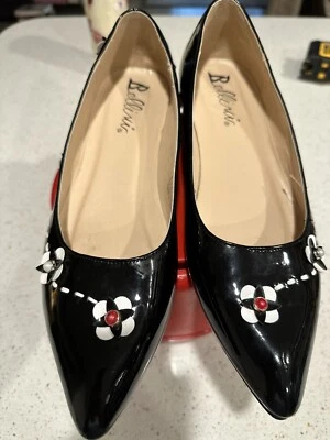 Bellini Fuji Plano Mujer Cuero PU Negro con Detalles Florales y Piedra 10 M Foto 1 de 4