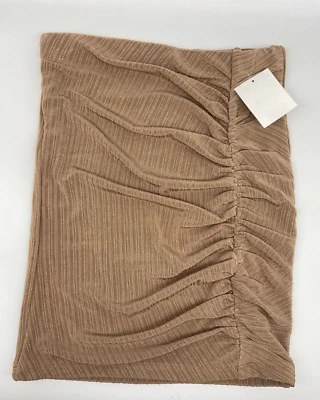 Naked Wardrobe Skirt Womens Sz S The Extra Ruched Pull On Mini Skirt Tan Ribbed - Image 1 of 4
