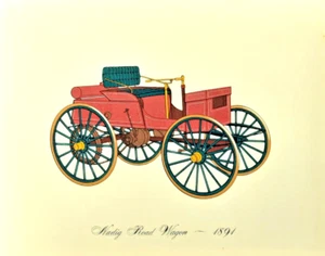 Nadig Road Wagon 1891 Lithograph Clarence P. Hornung Vintage Automobile - Imagen 1 de 1