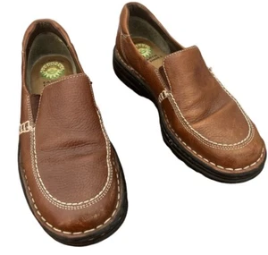 Earth Shoes Womens 6.5 Gelron 2000 Casual Loafers Comfort Slip On Oak Leather - Picture 1 of 9