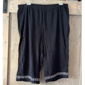 Vintage Liz & Me Capri Women's 3X Elastic Waist Cotton Black White Embroidery - Picture 1 of 5