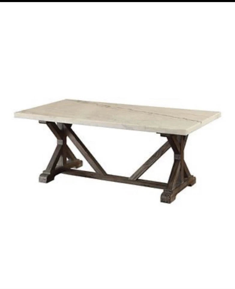 Mesa de centro Benzara nueva con tapa de mármol blanco Foto 1 de 3