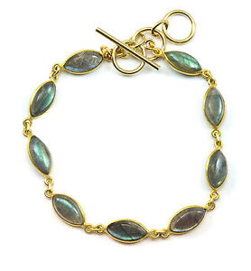 Labradorite Bracelet 14k Gold Filled 7 8 Inch Adjustable Bezel Chain Blue Flash