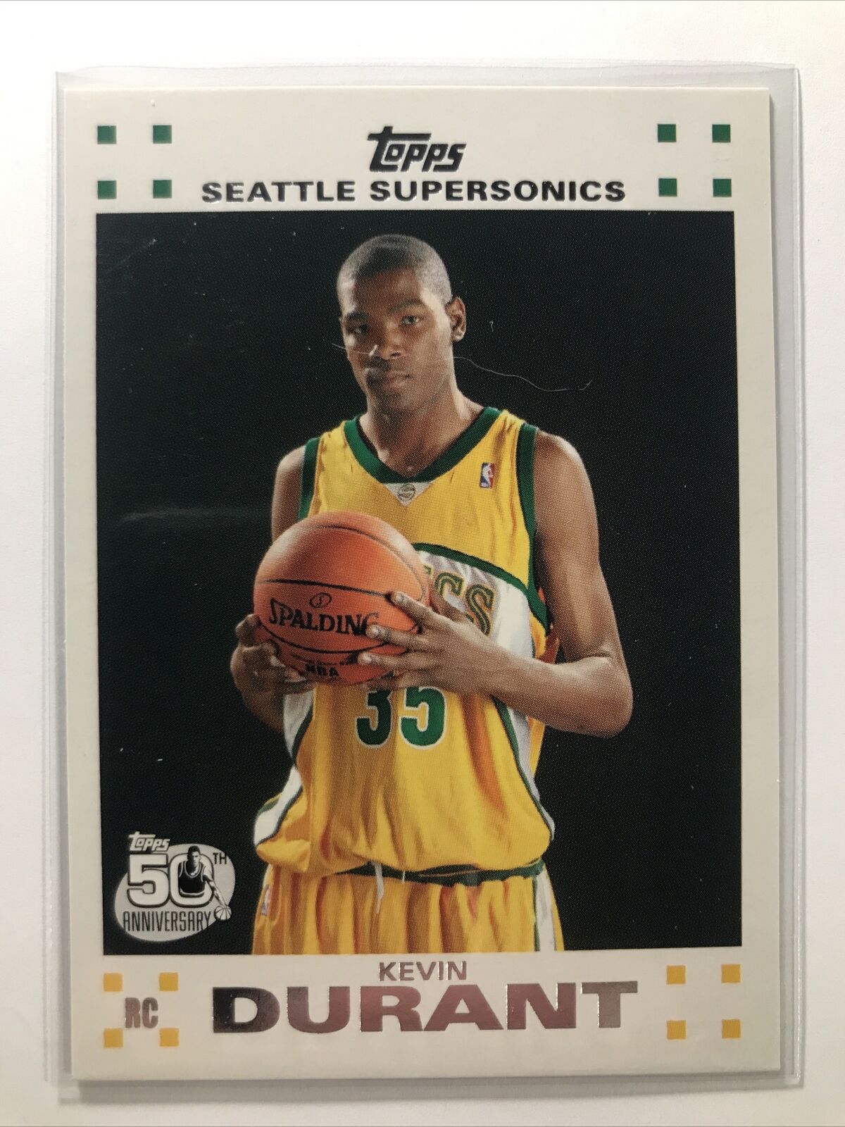 Kevin Durant 2007-08 Topps WHITE ROOKIE RC SP Card #2 SHARP! Seattle Supersonics
