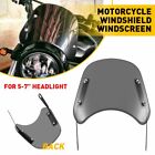 Universal 5"-7" Round Headlight Motorcycle Smoke Windshield Windscreen For Honda