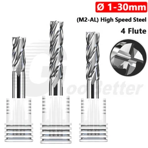 1-30mm M2AL HSS End Mill Spiral Router Bit Milling Cutter 4 Flute for Steel CNC - Picture 1 of 11