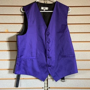 Vesuvio Napoli Italy Purple Striped Dress Vest Mens Medium Formal - Picture 1 of 4