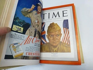 Time Leather Bound Magazine Book Nov-Dec 1942 Full Issues w Covers EISENHOWER - Picture 1 of 7