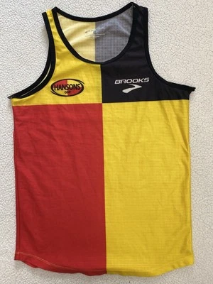 Brooks Hanson Singlet Running Top Mens Small Red Yellow Black Vintage RARE - Image 1 of 4