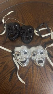 Theater Drama Comedy & Tragedy Masks – Black & Silver Wall Decor - Picture 1 of 1