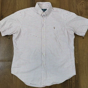 Polo Ralph Lauren Para Hombre Grande Blanco Azul Rojo A Cuadros Calce Clásico Manga Corta - Imagen 1 de 11