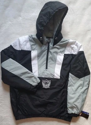 Las Vegas / Oakland Raiders 1/2 Zip Pullover Parka 🦘 Pouch Starter Jacket Sz L - Image 1 of 4