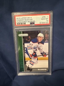 PSA 10 Gem Mint CONNOR McDAVID 2015-16 PARKHURST ROOKIE OILERS PR-1 - Picture 1 of 2