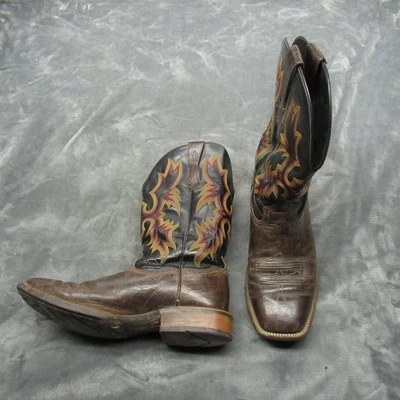 Bota de Vaquero Ariat Para Hombres 12D Marrón Rojo Lápida Puntera Cuadrada Bordado Occidental Trabajo Foto 1 de 4