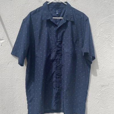 George Casual Shirt Mens Extra Large Blue Short Sleeve Collared Button Up - Image 1 of 4