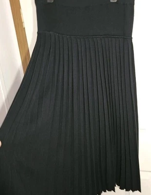 Vintage 90's Marisa Christina Elastic Black Pleated Skirt Gothic Grunge Sz L-XL - Image 1 of 4