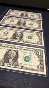UNC 8 Digit Broken Ladder Set Of 4 Fancy Serial Number 1$ Bills 2021 - Picture 1 of 8