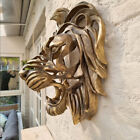 Large Lion Head Wall Mounted Art Sculpture Gold Resin Lion Head Art Wall Dec F❤J