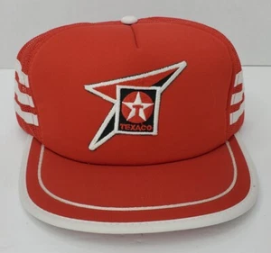 Vintage Texaco Trucker Hat Cap Snapback 3 stripe Advertising Made In Canada - Picture 1 of 6