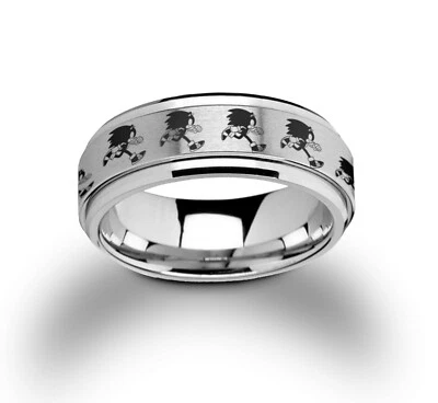 Sonic The Hedgehog Spinner Ring, Sonic Ring, Tungsten Carbide Wedding Ring - 8mm - Image 1 of 3