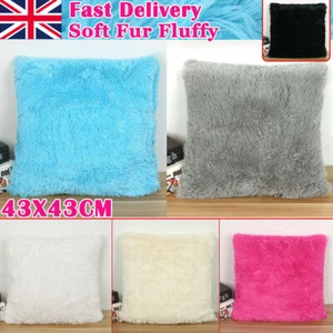 17X17" Plush Luxury Cushion Cover Car Fluffy Sofa Pillow Cover Soft Home Decor - Picture 1 of 18