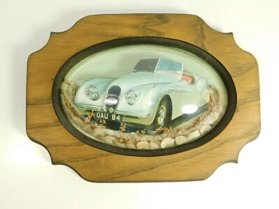 Редкая картина 1950-х Jaguar XK120 3D пузырьковое стекло 12 дюймов x 9 дюймов - Изображение 1 из 4